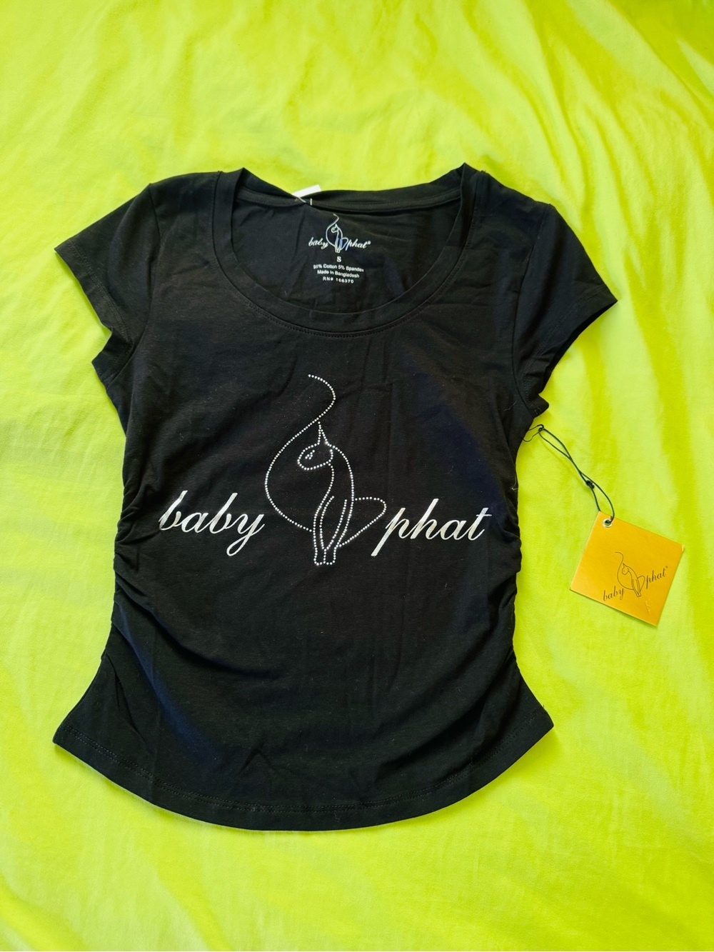 Baby Phat Black Rhinestone Script Tee